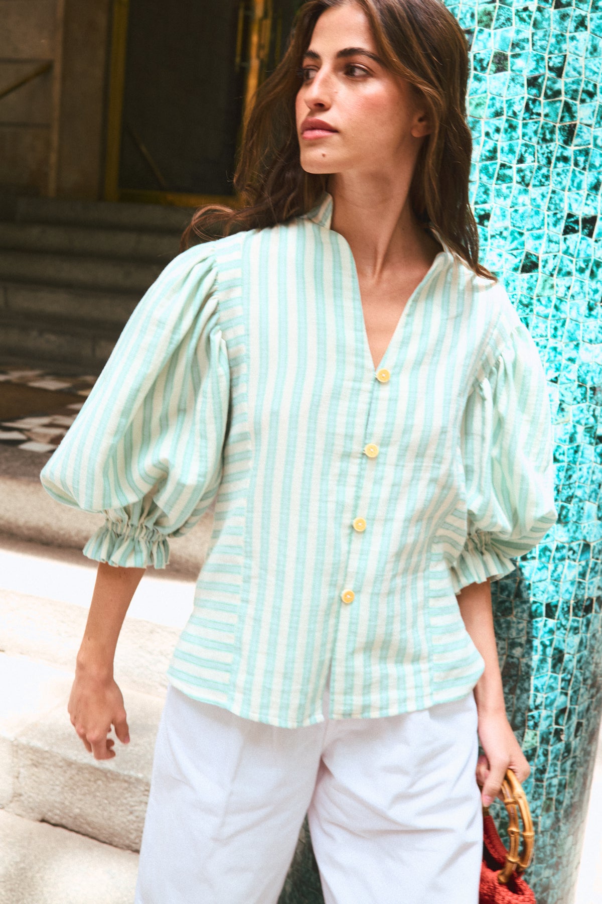 BLUSA ABULLONADA RAYAS