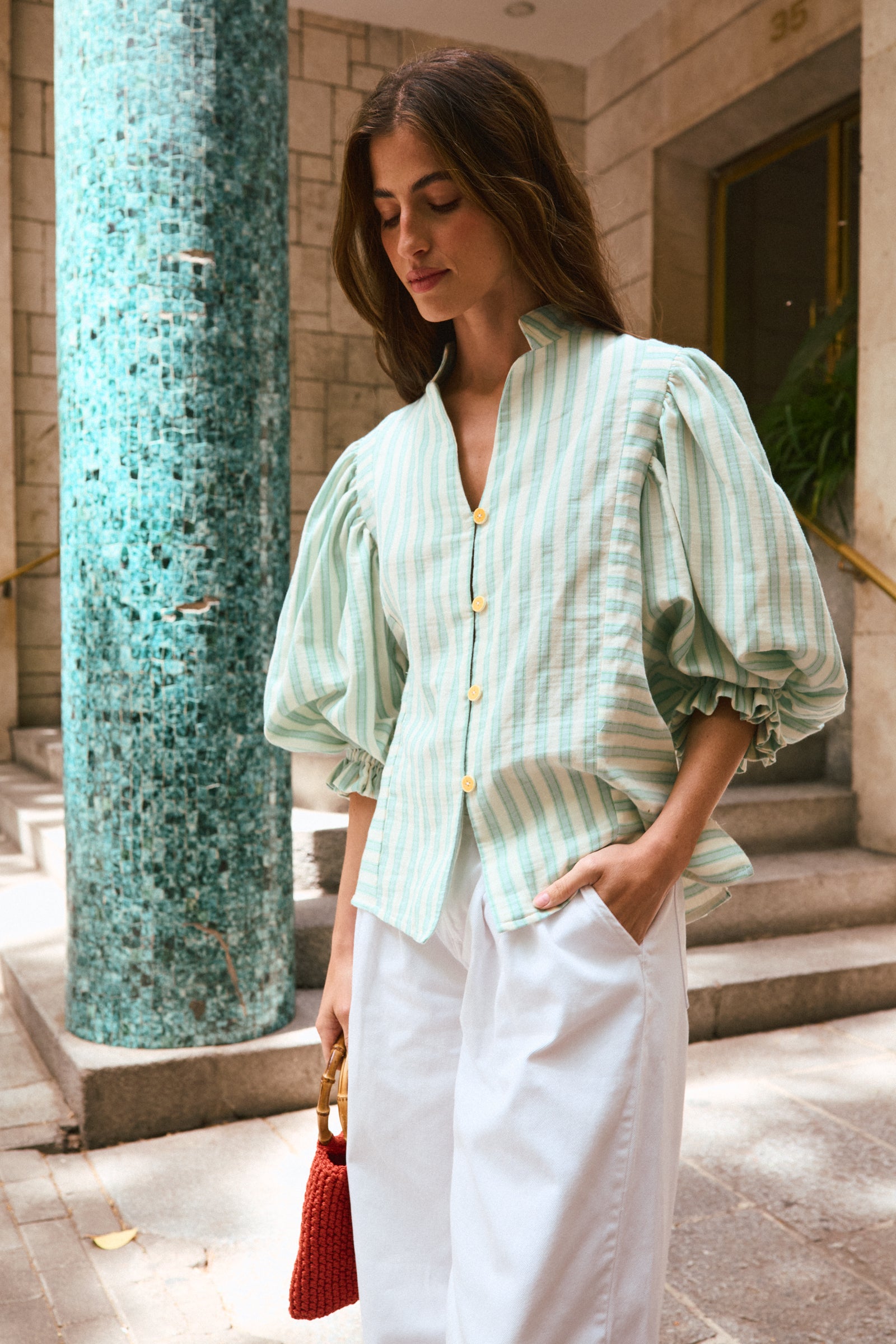 BLUSA ABULLONADA RAYAS